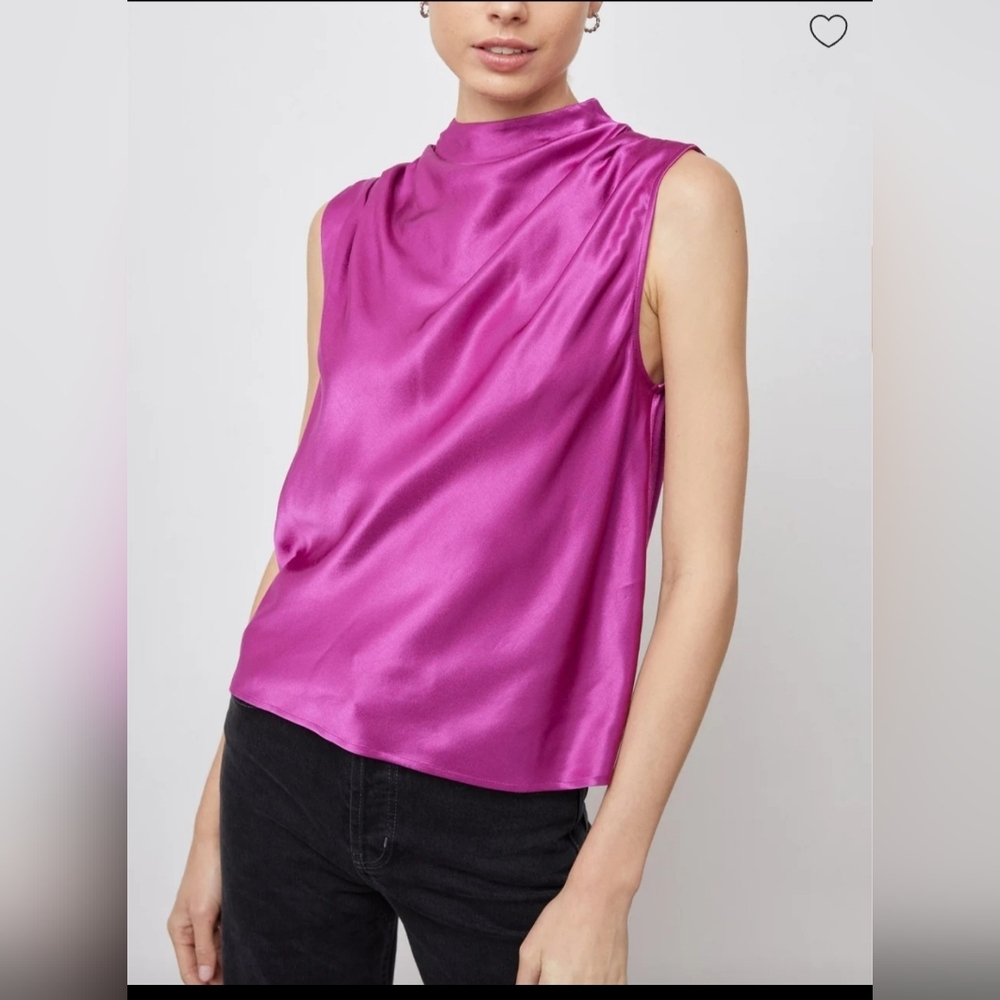 Rails Satin Sleeveless Blouse in Fuchsia